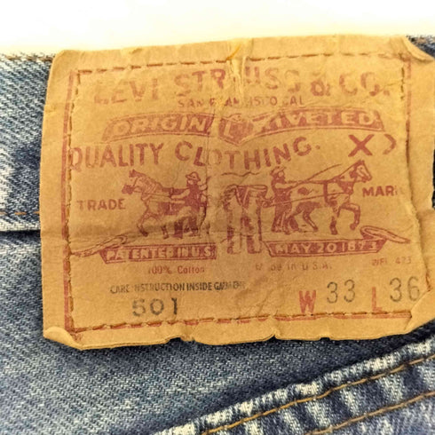 リーバイス Levis 80s ボタン裏524 501 ボタンフライデニム スモールe 不均等V 赤耳 メンズ W33L36