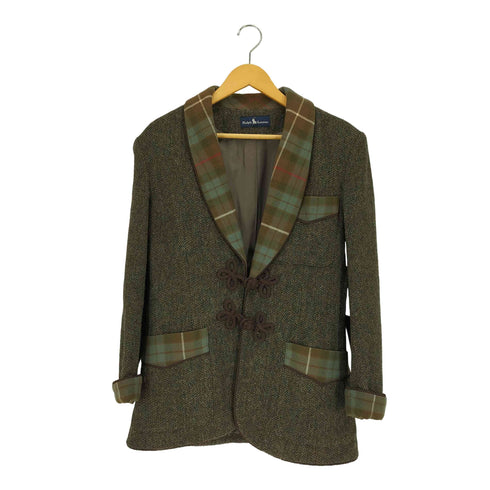 ラルフローレン RALPH LAUREN ショールカラー チャイナボタン チェック切替 ウール ヘリンボーン テーラードジャケット レディース JPN:9号