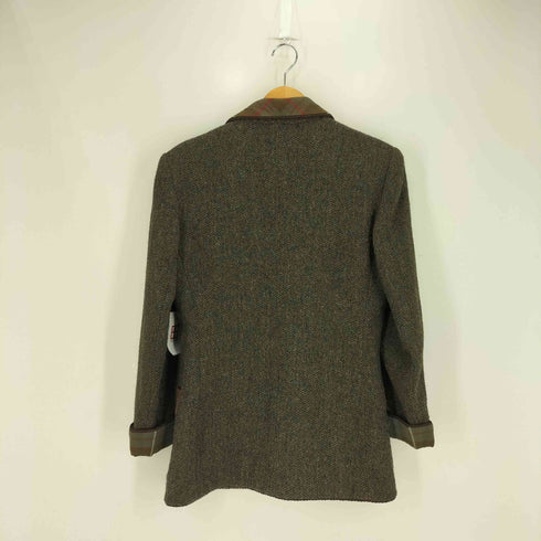 ラルフローレン RALPH LAUREN ショールカラー チャイナボタン チェック切替 ウール ヘリンボーン テーラードジャケット レディース JPN:9号