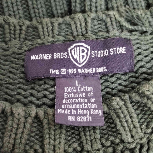 ワーナーブラザーズスタジオストア WARNER BROS STUDIO STORE タスマニアデビル 星条旗 コットン クルーネックニット メンズ import:L