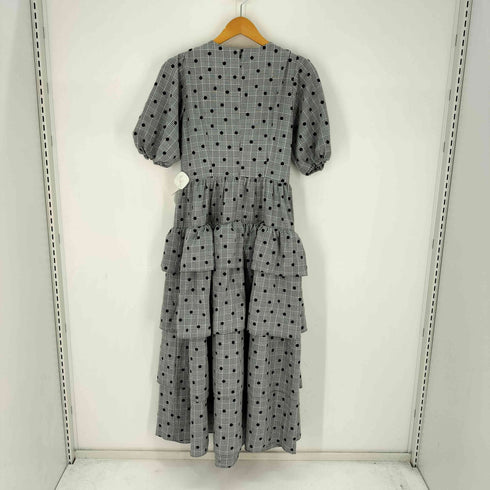 ShiDuMeiYi ティアード フリル ドット チェック ワンピース レディース JPN:S