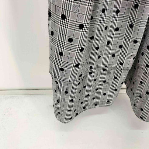 ShiDuMeiYi ティアード フリル ドット チェック ワンピース レディース JPN:S