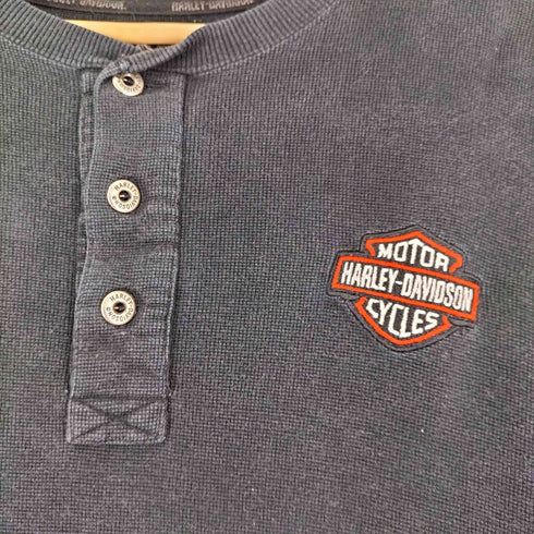 ハーレーダビッドソン HARLEY-DAVIDSON バック刺繍 ヘンリーネック カットソー メンズ JPN:L