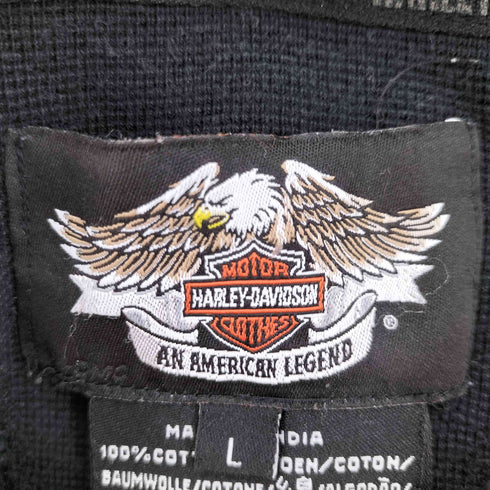 ハーレーダビッドソン HARLEY-DAVIDSON バック刺繍 ヘンリーネック カットソー メンズ JPN:L