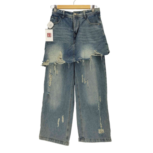 アプレトロ ap retro レイヤードダメージデニムパンツ レディース JPN:L