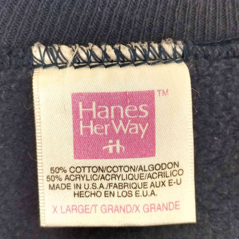 ヘインズ Hanes 90s USA製 Her Way コットン アクリル ラグランスリーブ 長袖 スウェット メンズ XL