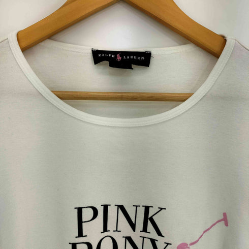 ラルフローレン RALPH LAUREN USA製 PINKPONY ビックポニープリント クルーネック S/S T シャツ レディース import:L