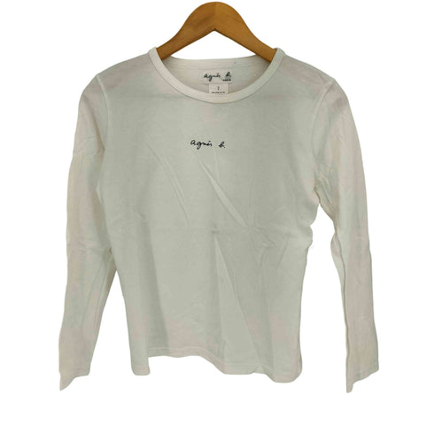 アニエスベー agnes b. PARIS フロントロゴプリント クルーネック L/S Tシャツ レディース US:0-2