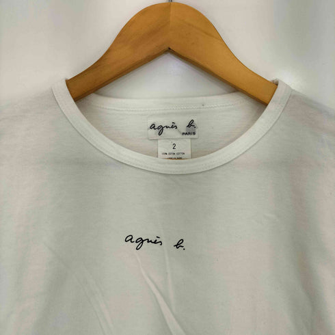アニエスベー agnes b. PARIS フロントロゴプリント クルーネック L/S Tシャツ レディース US:0-2