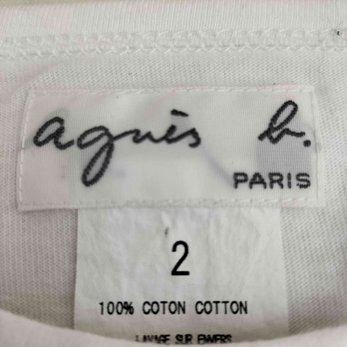 アニエスベー agnes b. PARIS フロントロゴプリント クルーネック L/S Tシャツ レディース US:0-2