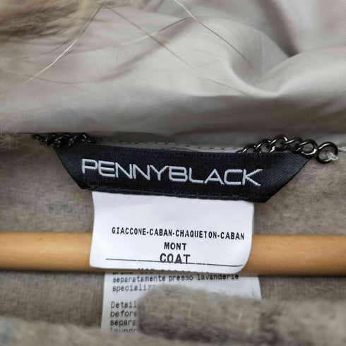 PENNY BLACK ファー チェック フーデッド ポンチョ コート レディース