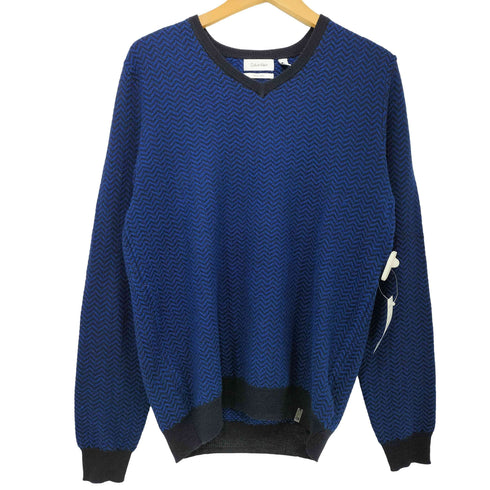 カルバンクライン CALVIN KLEIN Vネックヘリンボーンニットトップス メンズ JPN:S