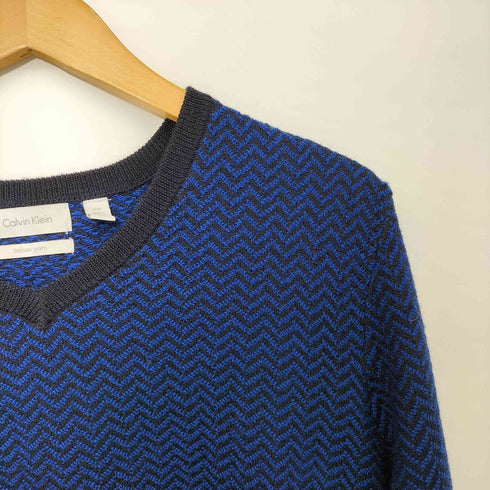 カルバンクライン CALVIN KLEIN Vネックヘリンボーンニットトップス メンズ JPN:S