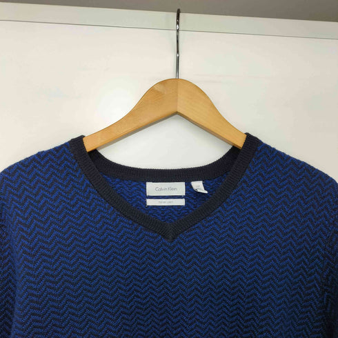 カルバンクライン CALVIN KLEIN Vネックヘリンボーンニットトップス メンズ JPN:S