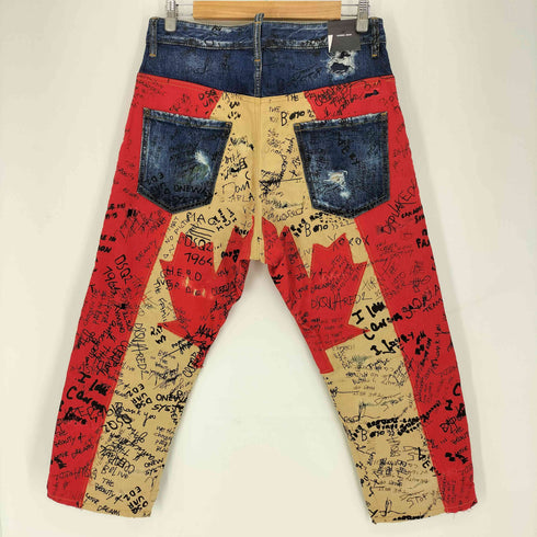 ディースクエアード DSQUARED2 Maple Leaf graffiti-print cropped jeans メープル リーフ グラフィティ プリント クロップド ジーンズ メンズ 38