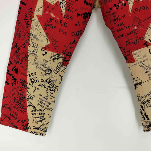 ディースクエアード DSQUARED2 Maple Leaf graffiti-print cropped jeans メープル リーフ グラフィティ プリント クロップド ジーンズ メンズ 38