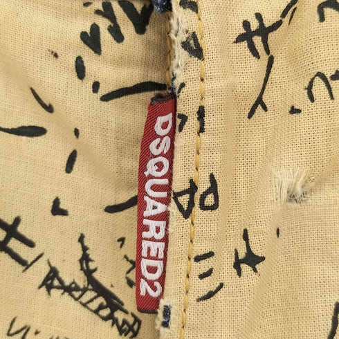 ディースクエアード DSQUARED2 Maple Leaf graffiti-print cropped jeans メープル リーフ グラフィティ プリント クロップド ジーンズ メンズ 38
