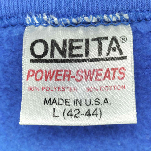 オニータ ONEITA 80S 初期銀タグ MADE IN USA ALASKAフロッキープリントクルーネックトレーナー メンズ L
