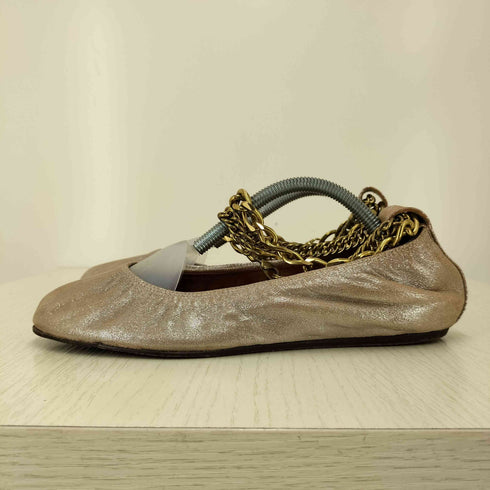 ランバン LANVIN BALLERINE BRACELET CHEVILLE チェーン アンクレット フラット バレエ シューズ レディース 38.5