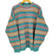 CROSSINGS 90s USA製 マルチカラーボーダー ローゲージ コットン クルーネックニット メンズ import:XL