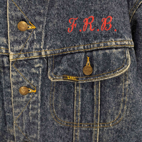 リー Lee 80~90s カスタム刺繍ケミカルウォッシュデニムジャケット メンズ