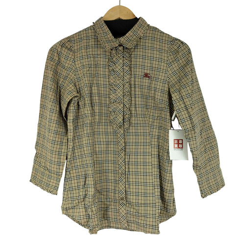 バーバリーブルーレーベル BURBERRY BLUE LABEL ノバチェック フリルシャツ レディース JPN:38