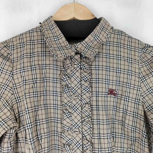 バーバリーブルーレーベル BURBERRY BLUE LABEL ノバチェック フリルシャツ レディース JPN:38