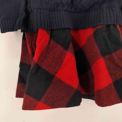 バーバリーブルーレーベル BURBERRY BLUE LABEL ケーブルニット チェック ドッキングワンピース レディース JPN:38