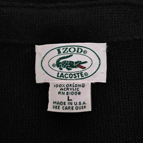 アイゾッドラコステ IZOD LACOSTE 80-90s USA製 ORLON アクリルニットカーディガン メンズ L