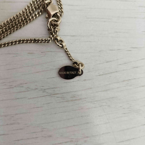 アレキサンダーマックイーン Alexander McQueen スカル ラインストーン 2連 ゴールドネックレス メンズ