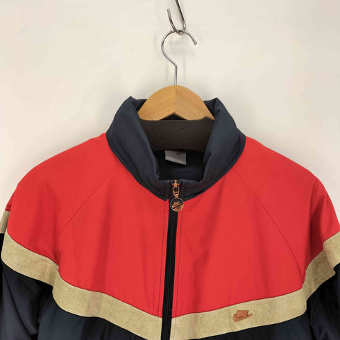 ナイキ NIKE 00S グレータグ ピックレザー 豚革 切替 マルチカラー ジップアップ ナイロン ジャケット メンズ import:M