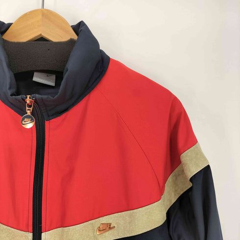 ナイキ NIKE 00S グレータグ ピックレザー 豚革 切替 マルチカラー ジップアップ ナイロン ジャケット メンズ import:M