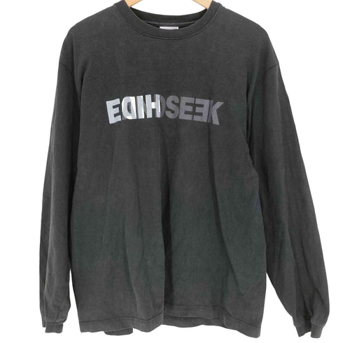 ハイドアンドシーク HIDE AND SEEK 反転ロゴ プリント L/S クルーネック Tシャツ メンズ import:L