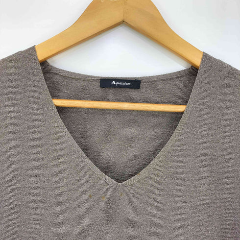 アクアスキュータム AQUASCUTUM ラメ Vネック S/S ニット サマーニット レディース