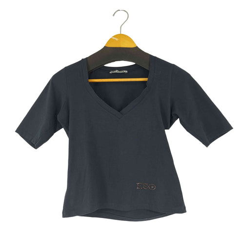 ESOLOGUE ラメロゴ Vネックカットソー レディース import:M
