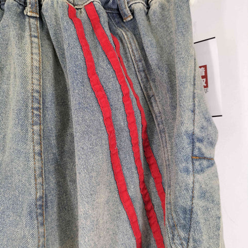 KENVIBE ハーフバンディング スリット ワイドフィット デニムパンツ メンズ