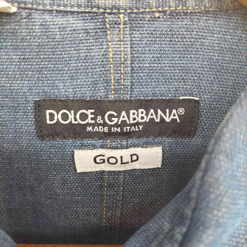 ドルチェアンドガッバーナ DOLCE&GABBANA Y2K GOLD コットン ステッチデザイン ウエスタンシャツ メンズ 40