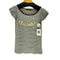 バーバリーブルーレーベル BURBERRY BLUE LABEL Linen 100% Border TEE ラメ プリント フリル スリーブ ボーダー 麻 リネン 100% Tシャツ レディース 38