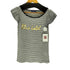 バーバリーブルーレーベル BURBERRY BLUE LABEL Linen 100% Border TEE ラメ プリント フリル スリーブ ボーダー 麻 リネン 100% Tシャツ レディース 38