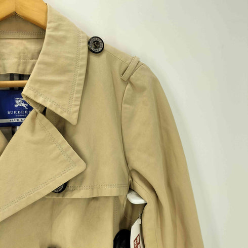 バーバリーブルーレーベル BURBERRY BLUE LABEL Balmacaan Coat 裏地ノバチェック ガンフラップ付き ダブル バルマカーン ステンカラー コート レディース 40