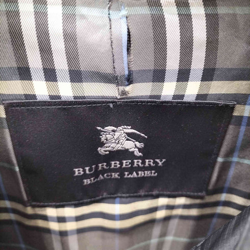 バーバリーブラックレーベル BURBERRY BLACK LABEL Balmacaan Coat 裏地ノバチェック ガンフラップ付き コーティング ブラック バルマカーン ステンカラー コート メンズ import:L