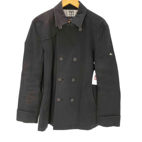 バーバリーブラックレーベル BURBERRY BLACK LABEL Balmacaan Coat 裏地ノバチェック ホースロゴ刺繍 ブラック ダブル バルマカーン ステンカラー コート メンズ import:L