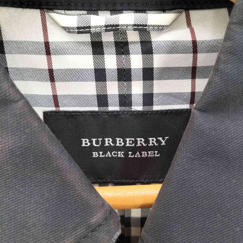 バーバリーブラックレーベル BURBERRY BLACK LABEL Balmacaan Coat 裏地ノバチェック ホースロゴ刺繍 ブラック ダブル バルマカーン ステンカラー コート メンズ import:L