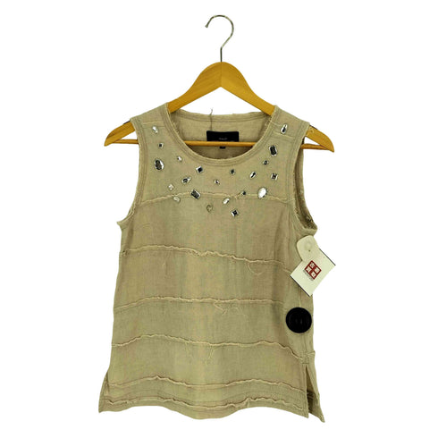トリココムデギャルソン tricot COMME des GARCONS 03SS AD2003 リネン100% ビジュー ノースリーブ レディース JPN:S