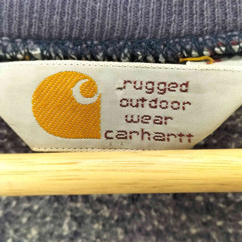 カーハート Carhartt 90S 星タグ USA製 三角タグ リバースウィーブ型 ヘビーウェイト サンフェード スウェット トレーナー ナス紺 襤褸 ボロ メンズ