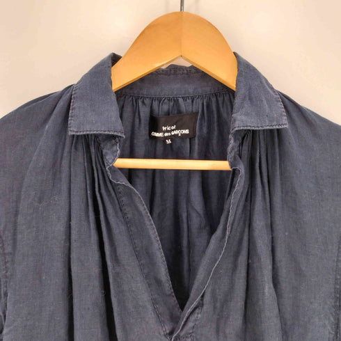 トリココムデギャルソン tricot COMME des GARCONS 09AW AD2011 リネン100% スキッパー ギャザー チュニック レディース JPN:M