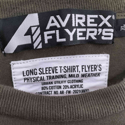 アヴィレックス AVIREX UNMANNED AERIAL VEHICEL UAV AF アンマンド エアリアル ヴィークル ミリタリー プレーティング天竺 長袖 Tシャツ メンズ import:XL
