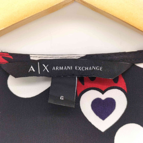 アルマーニエクスチェンジ ARMANI EXCHANGE 総柄 ハートプリント Vネック ラップワンピース レディース 6