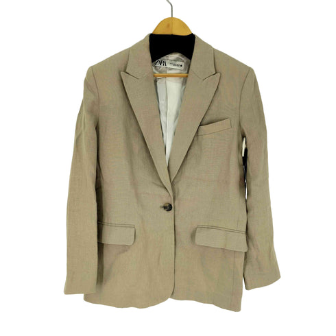 ザラ ZARA リネン 1Bテーラードジャケット レディース import:XS