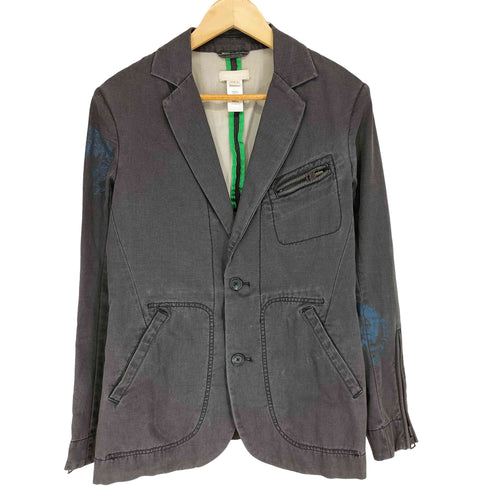 ディーゼル DIESEL ダック地 袖ロゴプリント 2Bテーラードジャケット メンズ S